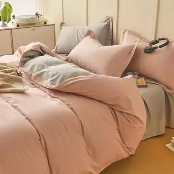 Однотонный пододеяльник из четырех частей типа A 100S, однотонный из чистого хлопка с начесом 1.2m bed sheet 3pcs