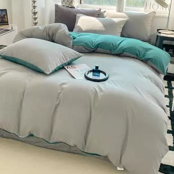 Однотонный пододеяльник из стираного хлопка в скандинавском стиле, наволочка, односпальная кровать, двуспальная кровать размера «king-size», комплект постельного белья (Нет листа) 140x200cm 3pcs