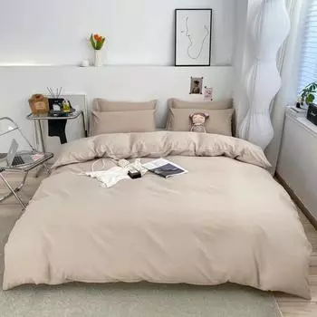 Однотонный пододеяльник, мягкий, удобный, дышащий, простой стиль, комплект постельного белья, наволочка из микрофибры с щетиной и 2 наволочками Single 150x200cm
