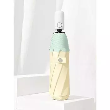 Однотонный полностью автоматический складной зонт с клеевой оболочкой и защитой от ультрафиолета в минималистичном стиле с козырьком