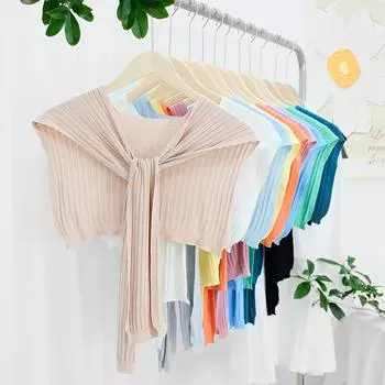 Однотонный полосатый жилет из ледяного шелка, женский, тонкий, с кондиционированным помещением, офисным воротником, защитой от солнца на плече 95 белый