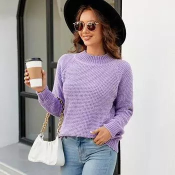 Однотонный полуводолазный свитер в европейском и американском стиле для женщин, осень и зима, новый свободный вязаный свитер S розовый