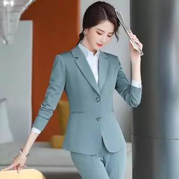 Однотонный профессиональный костюм, женский весенне-осенний темпераментный формальный комбинезон, куртка + брюки XXXXL
