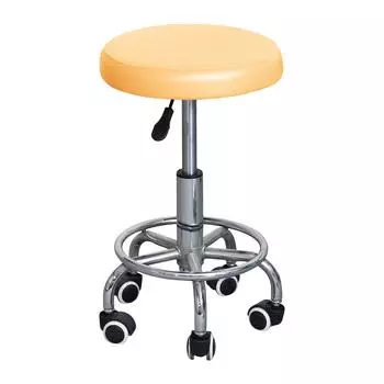 Однотонный простой эластичный чехол для круглого табурета из искусственной кожи, водонепроницаемый чехол для кресла с подъемником, чехол для подушки сиденья маленького круглого табурета для бара, салона красоты diameter 30-38pu round stool cover-PU бежевы