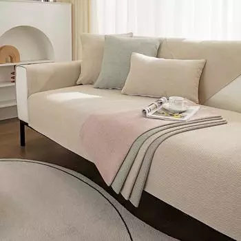 Однотонный простой чехол для дивана для гостиной, нескользящий пылезащитный подлокотник, стул, диван, коврик, универсальная подушка для сиденья Four Seasons 1seater 70x70cm розовый