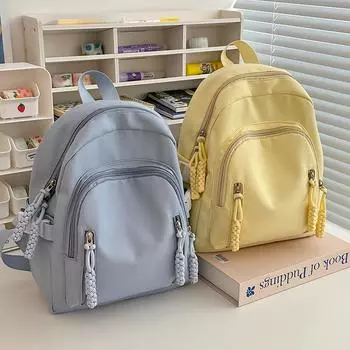 Однотонный простой женский рюкзак, легкая студенческая школьная сумка белый