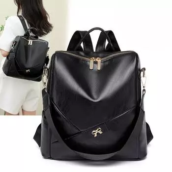 Однотонный ретро женский школьный рюкзак изысканный с небольшим бантом украшение повседневный студенческий рюкзак женский большой вместимости одноплечевой рюкзак