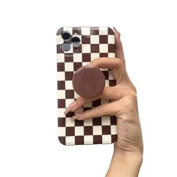 Однотонный роскошный глянцевый держатель для мобильного телефона для iPhone 12 13 14 Xiaomi Huawei Phones Bracket Pop-Up Phone Holder розовый