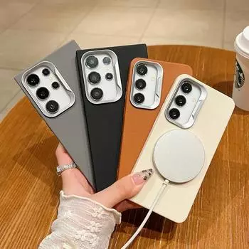 Однотонный роскошный тонкий чехол MagSafe для Samsung S24 FE S23 S22 Ultra S21 Plus TPU мягкий противоударный матовый магнитный чехол для телефона Samsung S24 FE чёрный