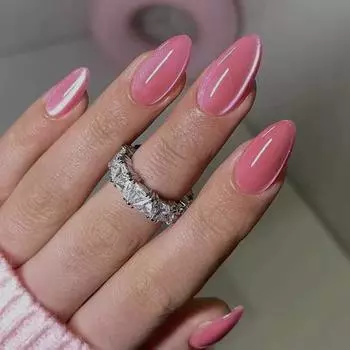 Однотонный розовый красный светлый кошачий глаз, накладной элемент для ногтей, короткие миндалевидные ногти, европейские и американские ногти, 30 штук