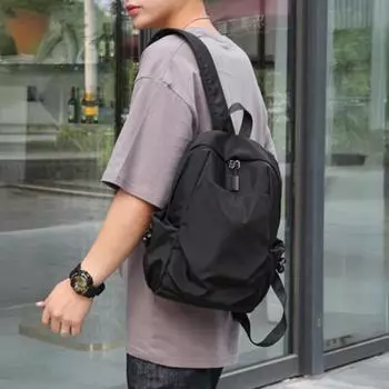 Однотонный рюкзак для мужчин и женщин из водонепроницаемой ткани Оксфорд, школьная сумка чёрный