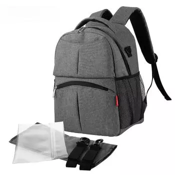 Однотонный рюкзак для смены подгузников для малышей, многофункциональная сумка для мамы, водонепроницаемый рюкзак для коляски с подгузниками для мам серый