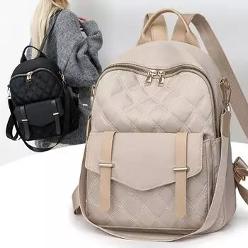 Однотонный рюкзак для женщин, большой вместимости, дорожный рюкзак для поездок на работу бежевый