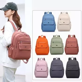 Однотонный рюкзак для женщин, легкий нейлоновый рюкзак для путешествий оранжевый