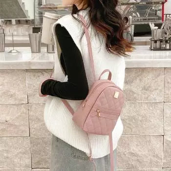 Однотонный рюкзак Lingge, маленькая школьная сумка, подарочный рюкзак из искусственной кожи для женщин чёрный