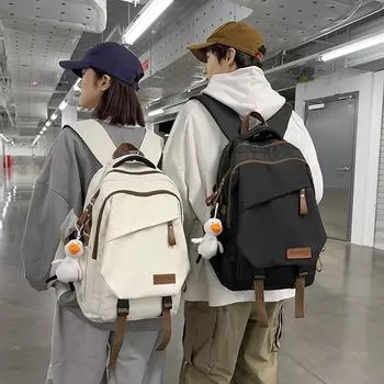 Однотонный рюкзак с контрастной цветной строчкой, школьный рюкзак для школьников средней школы, мужской рюкзак чёрный