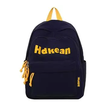 Однотонный рюкзак с надписью Женский легкий рюкзак большой вместимости Студенческий школьный рюкзак Small темно-синий