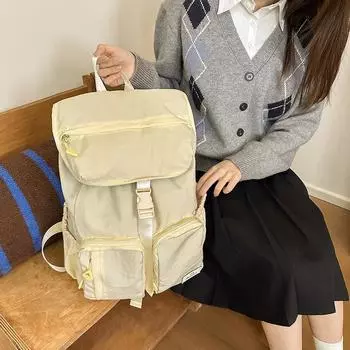 Однотонный рюкзак унисекс для школьников средней школы, дорожный рюкзак большой вместимости, школьный портфель чёрный