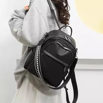 Однотонный рюкзак Женская кожаная сумка Style1 чёрный