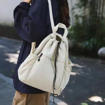 Однотонный рюкзак женский легкий рюкзак дорожная фитнес-сумка большой емкости сумка на шнурке белый