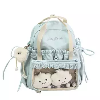 Однотонный рюкзак Женский легкий рюкзак Студенческий школьный рюкзак синий