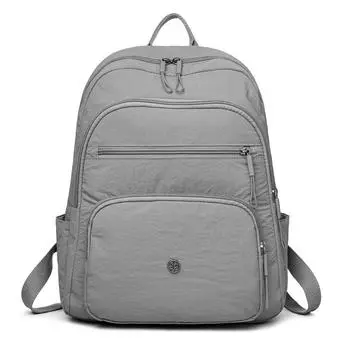 Однотонный рюкзак женский многослойный карман водоотталкивающий нейлоновый рюкзак темно-серого