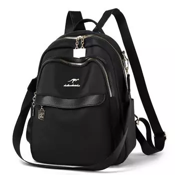 Однотонный рюкзак женский многослойный рюкзак большой вместимости дорожная сумка легкий школьный ранец чёрный