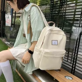 Однотонный рюкзак женский школьный рюкзак в стиле колледжа большой емкости студенческий рюкзак оранжевый