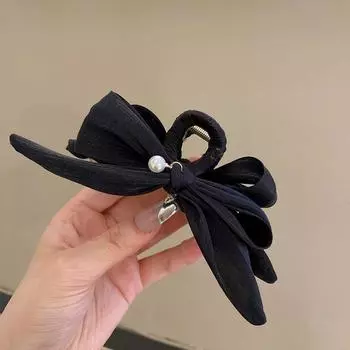 Однотонный сетчатый бант заколка для волос для женщины элегантный темперамент большая заколка-акула модная девушка хвост зажим для волос