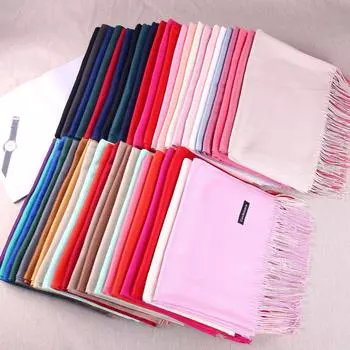 Однотонный шарф для женщин зимой, утолщенный и теплый, универсальный, для студентов, одноцветный шарф с кисточками, имитация кашемира, шаль 70*200cm