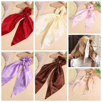 Однотонный шарф с конским хвостом, эластичная лента, толстая кишка, атласная длинная верёвка для волос, вечеринка