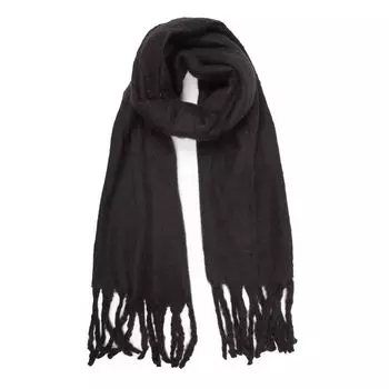 Однотонный шарф с шерстяной бахромой 50х200 см Женский GERARD PASQUIER 200 чёрный