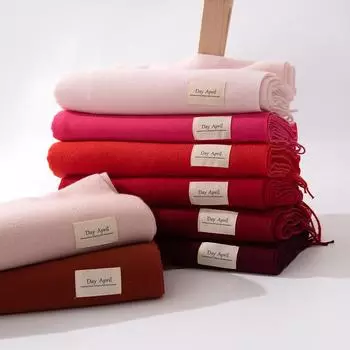 Однотонный шарф, женский осенне-зимний парный платок, двойной теплый длинный утолщенный шарф 70*200cm