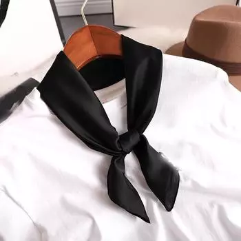 Однотонный шейный платок в стиле 50-х Однотонная лента для волос Платок Ретро Имитация шелка Галстук Длинный узкий шарф для сумки