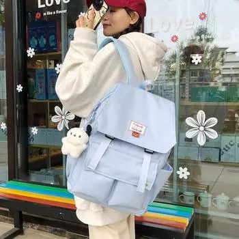 Однотонный школьный рюкзак для младших школьников, женский рюкзак, рюкзак большой емкости белый