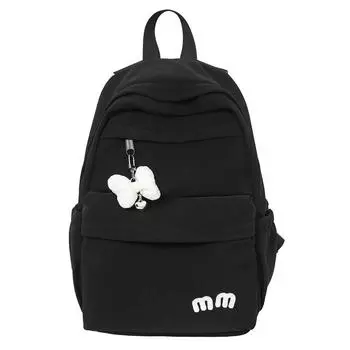 Однотонный школьный рюкзак для студента, большой емкости, женский рюкзак чёрный