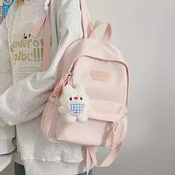 Однотонный школьный рюкзак для женщин, большой емкости, водоотталкивающий, для путешествий чёрный