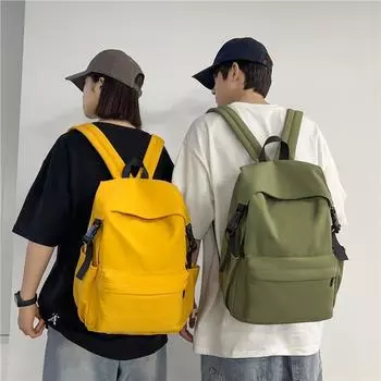 Однотонный школьный рюкзак в студенческом стиле для мужчин, легкий водонепроницаемый рюкзак для женщин, школьный рюкзак для поездок на работу Small чёрный
