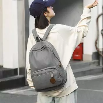 Однотонный школьный спортивный рюкзак для путешествий, вельветовый женский рюкзак большой емкости чёрный