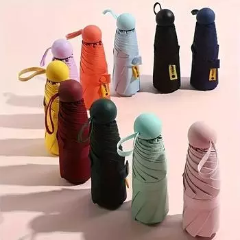 Однотонный складной мини-зонт, 6 спиц, повседневный легкий прочный портативный зонт для мужчин и женщин небесно-голубой