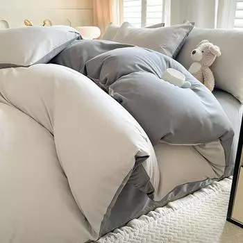 Однотонный стираный хлопковый пододеяльник, домашний текстиль, одинарный пододеяльник, домашний двойной пододеяльник 1.5*2.0m