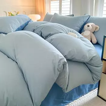 Однотонный стираный хлопковый пододеяльник, домашний текстиль, односпальное одеяло для студентов, двухспальное одеяло для домашнего хозяйства 1.5*2.0m