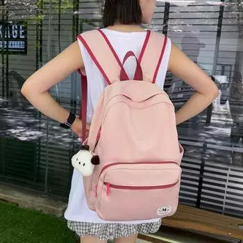 Однотонный студенческий рюкзак для женщин, большая вместимость, школьный рюкзак, легкий спортивный компьютерный рюкзак бежевый