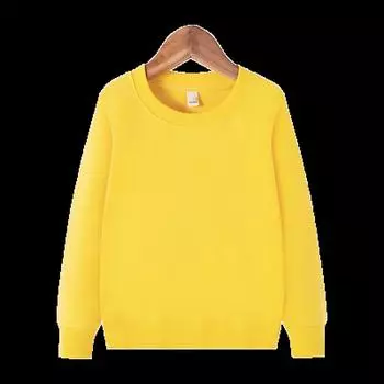 Однотонный свитер с длинными рукавами и круглым вырезом - детский весенне-зимний универсальный корейский пуловер 100 cm жёлтый