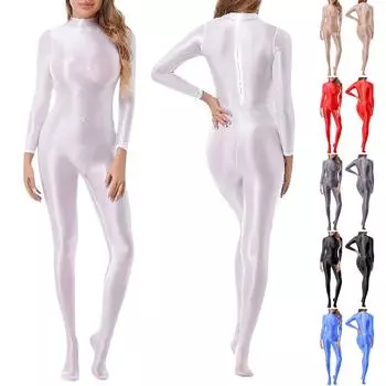 Однотонный танцевальный костюм сценический костюм трико с руками и ногами высокий воротник одежда 110 синий