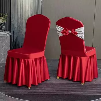 Однотонный утолщенный эластичный чехол для обеденного стула с плиссировкой, нескользящий чехол, легкий роскошный чехол для банкетного стула, декор для отеля 1PC небесно-голубой
