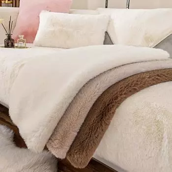 Однотонный утолщенный искусственный кролик плюшевый чехол для дивана теплый нескользящий мягкий зимний чехол для подушки наволочка для гостиной 45X45cm pillowcase