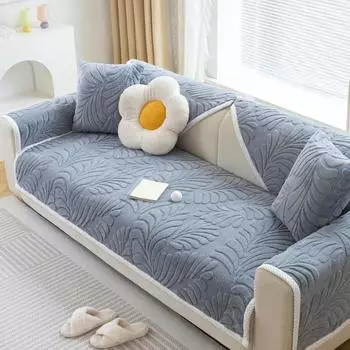 Однотонный утолщенный коврик для дивана, зимние теплые плюшевые чехлы для дивана в гостиной, универсальные нескользящие чехлы для углового дивана в форме буквы L A 70x70