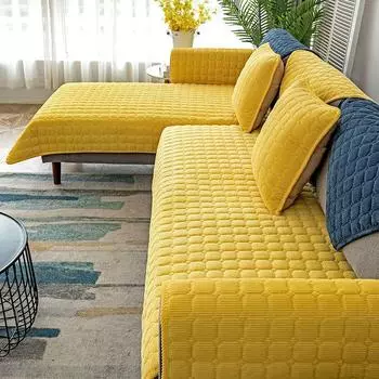 Однотонный утолщенный плюшевый чехол для дивана Corduroy Universal Couch Cover Sofa Towel Modern Minimalis 70x70cm1PCS синий