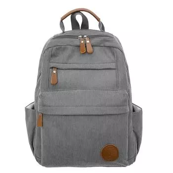 Однотонный вельветовый рюкзак в стиле ретро для школьников, школьная сумка серый